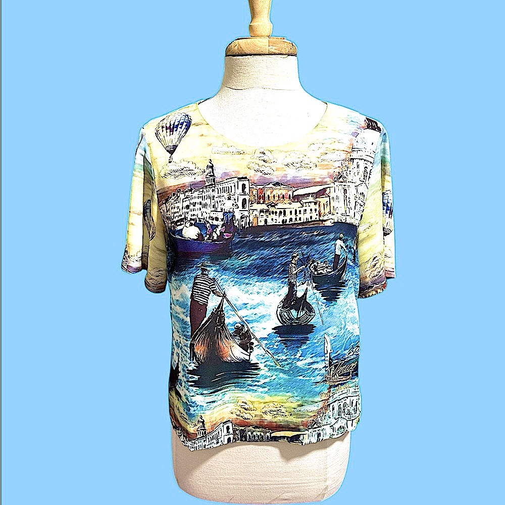 Luxuary soft Venice gondola Scenic Print Women's Top